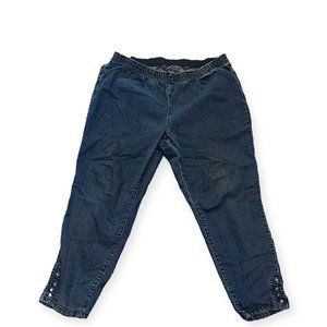 Avenue Denim Blue Jean Capri Pants Stretchy  Blingy Accents 18/20